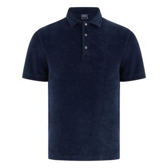 Fedeli Polo Shirts, male, Blue, Size: S Elegant Polo with Classic Collar