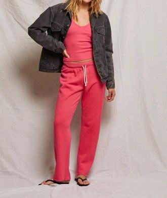 perfectwhitetee Collins Fleece Straight Leg Sweatpants In Pink Bloom