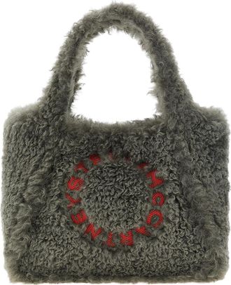 Stella McCartney Grey Shearling Logo Large Tote