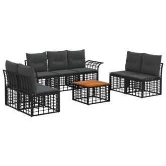 vidaXL Conjunto De Sof&aacute;s De Exterior 8 Pcs Negro Y Gris Oscuro Vidaxl