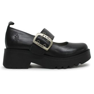 FLY London MOCH126FLY Rug Leather Womens Comfort Shoes - UK 6 - US 8-8.5 Women - EU 39 - Black - Size:UK 6