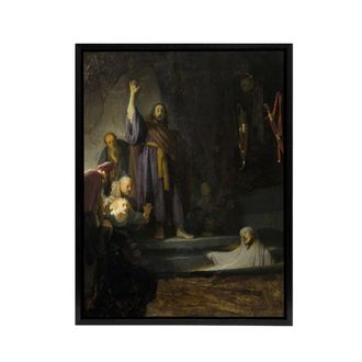 Artery8 The Raising of Lazarus Rembrandt van Rijn Framed Canvas Wall Art Print | Size: W24 x H32