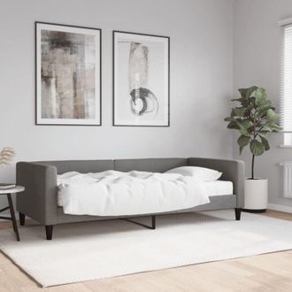 vidaXL Sof&aacute; Cama Con Colch&oacute;n Tela Gris Oscuro 90x190 Cm Vidaxl