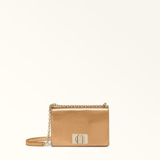 Furla 1927 Borsa A Tracolla Mini Color Bronze Pelle Con Stampa Python Whips Lam&eacute; Donna