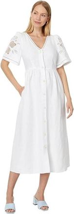 Madewell Cassie Midi Dress Womens White Eyelet Embroidered Button Front GBO1229