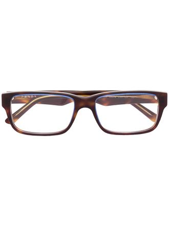 Prada rectangle-frame tortoiseshell-effect glasses - Brown