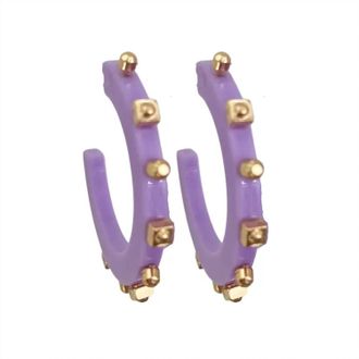Smith & Co Womens Solid Jewel Hoop Earrings In Violet