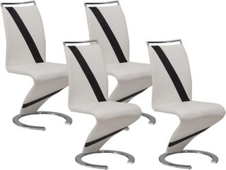 VENTE-UNIQUE.COM Set de 4 sillas piel sint&eacute;tica blanco