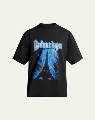 Balenciaga Mens Paris Thunderstorm Oversized T-Shirt