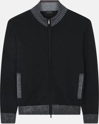 Paul & Shark PURE WOOL FULL ZIP SWEATER Size: XXL, colour: BLACK