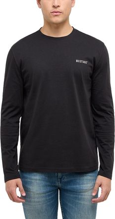 Mustang Langarmshirt MUSTANG Herren Style Asheville, Herren, Gr. 4XL, schwarz, Jersey, 100% Baumwolle, Rundhals, Shirts Langarmshirt