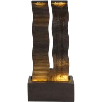 Beliani Fuente De Jard&iacute;n Exterior Cascada Con Luz Led Enchufe Resina Marr&oacute;n Sunline