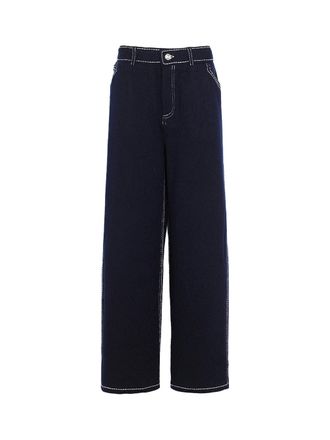 Barrie Cashmere Cotton Denim Trousers - Navy