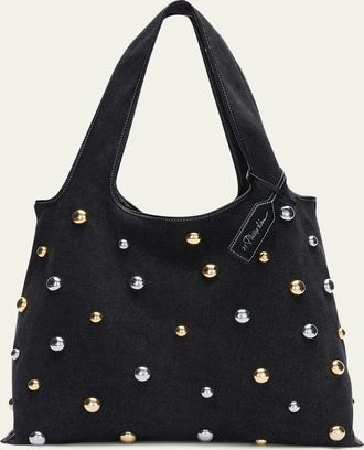 3.1 Phillip Lim Studded Washed Denim Market Tote Bag