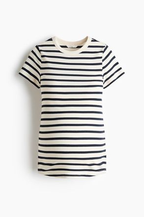H&M MAMA Geripptes Shirt - Weiss/Gestreift
