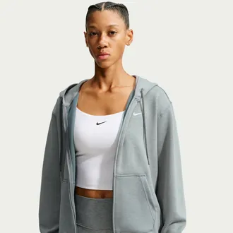 Nike Womens Studio Fleece Sport Dri-FIT Full-Zip Hoodie in Grey | IO0431-084