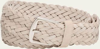 Loro Piana Mens Alsavel Braided Suede Belt