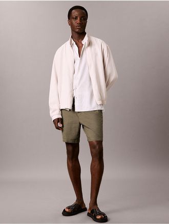 Calvin Klein Mens Linen Cotton Drawstring Shorts - Green - XS