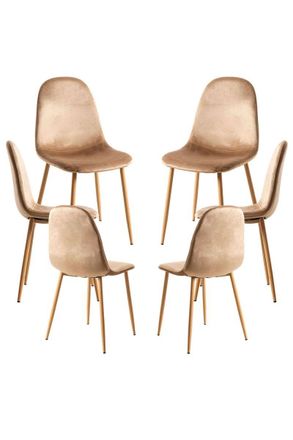 Regalos Miguel Regalos Miguel - Packs Sillas Comedor - Pack 6 Sillas Teok Terciopelo - Marr&oacute;n Claro