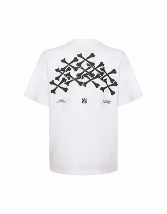 Amiri Mens Amiri Hollywood Bones Stacked Logo T-Shirt in White - Size: 38