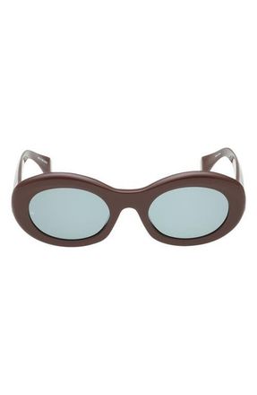Rag & Bone 51mm Oval Sunglasses in Shiny Cappuccino/Green Lenses at Nordstrom