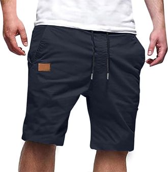 Generic Mens Cargo Shorts Breathable Bottoms with Pockets Drawstring Elastic Waist-Sports Joggers Casual Knee Length Baggy Combat Trousers Running Hiking Shor