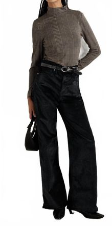 Veronica Beard High Rise Wide Leg Velvet Pants In Noir
