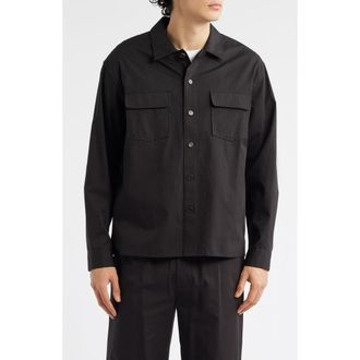 Frame Denim Double Pocket Overshirt in Washed Black at Nordstrom, Size Xx-Large