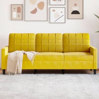 vidaXL vidaXL Divano a 3 Posti Giallo 180 cm in Velluto
