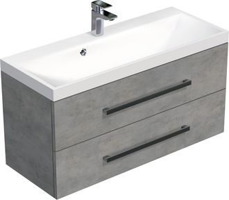Puma Naturel - Mueble De Ba&ntilde;o Con Lavabo Natural Cube Way 100x53x40 Cm Hormig&oacute;n (cube2100zbe)