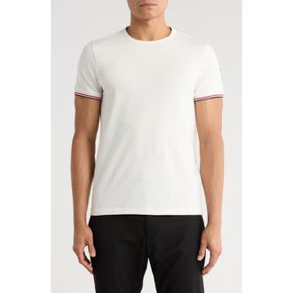 Moncler Tipped Cotton Stretch Jersey T-Shirt in Ivory at Nordstrom, Size Xxx-Large