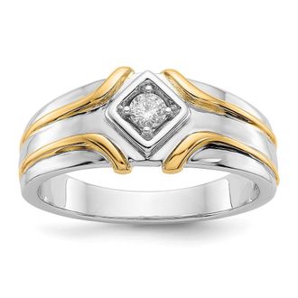 Diamond2Deal 14k Two-tone Lab Grown Diamond Wedding Band Ring 0.15Ct Clarity- VS Color- G-H