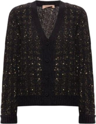 Twinset C&aacute;rdigan de punto jacquard con estampado de pata de gallo - Knitwear - Mujer - Negro - M