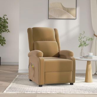 vidaXL Sill&oacute;n De Masaje El&eacute;ctrico Terciopelo Marr&oacute;n Vidaxl