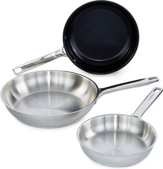 Berghoff Berghoff Dina Helix 18/10 Stainless Steel 3Pc Frying Pan Set