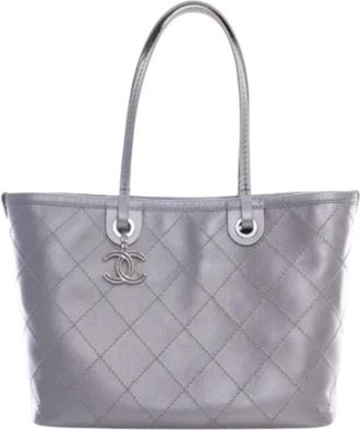 Chanel Pre-owned Leather chanel-bags - Dames - Vintage Shopper - Grijs - ONE Size - Vintage