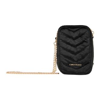 Carlo Colucci Fluwelen Schoudertas - Dames - Mini tas - Zwart - ONE Size - Polyester - Tassen