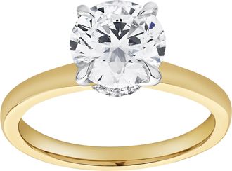 LuvMyJewelry Liora 14K Gold Round Lab Grown Diamond Hidden Halo Ring - 1.98 Ct