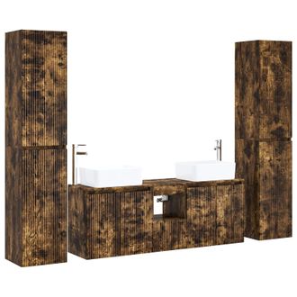 vidaXL Juego De Muebles De Ba&ntilde;o 5 Uds. Roble Ahumado Vidaxl