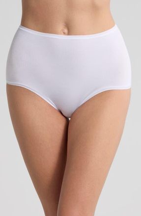 Natori Bliss Bare Cotton High Waist Briefs in White at Nordstrom, Size Xx-Large