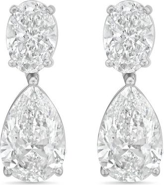 Diana M. Jewels 14KW WG 8.00 Ct TW of Lab grown oval and pear shape diamond drop earrings