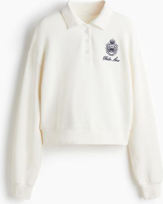H&M Poloshirt in Loose Fit - White