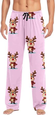 Generic Mens Christmas Lounge Pyjama Pants Wine Glass Elasticated Waistband Pajama Trousers Y2k Novelty Lounge Trousers Classic Reindeer Drawstring Male Xmas 