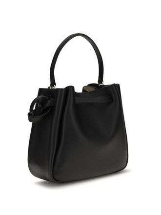 Tory Burch Womens Bucket Bag Romy Hammered Leather Black Calf
