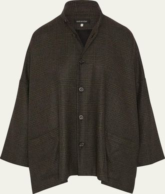 Eskandar Wide Longer-Back Double Stand Collar Jacket (Long Length)