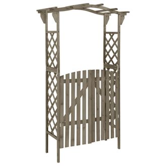 Berkfield Home Pergola with Gate 116x40x204 cm Grey Solid Firwood | Size: 116 x 40 x 204 cm