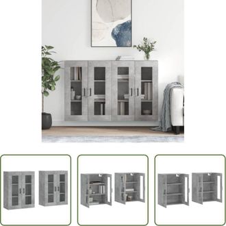 vidaXL vidaXL Armadio - Armadietti a Parete 2 pz Grigio Cemento in Legno Multistrato