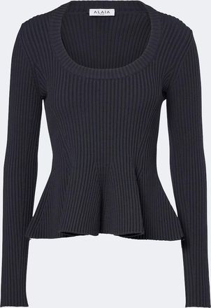 Alaia Ala&iuml;a Top peplum in misto lana