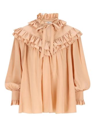 Chloé Sand Ruffled Top