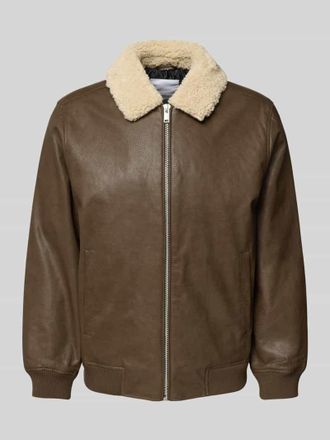 Lindbergh Lindbergh Bomberjacke mit gerippten Abschlüssen in Mittelbraun, Größe XXL